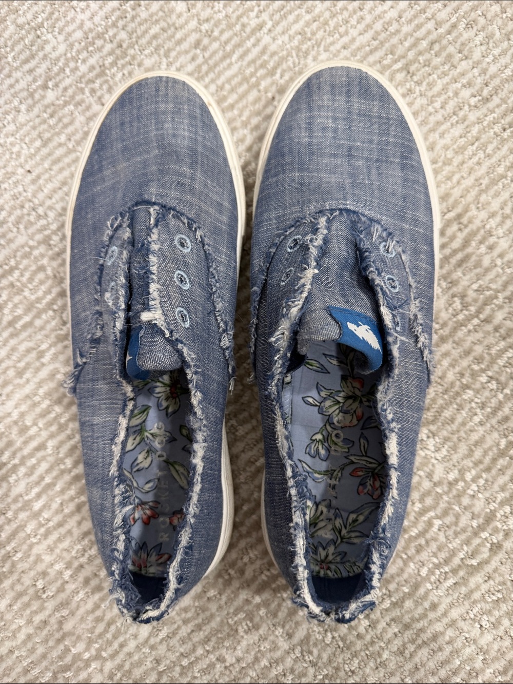 Rocket Dog Blue Slip-On Sneakers with Floral Liner